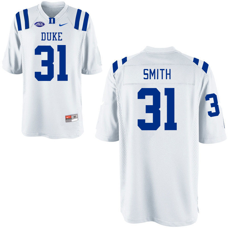 Men #31 Montreze Smith Duke Blue Devils College Football Jerseys Stitched-White